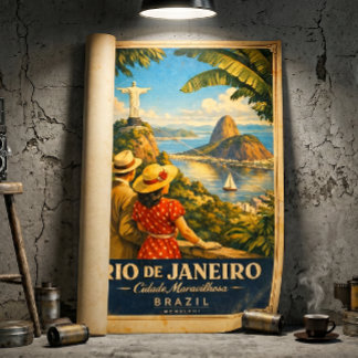 Affiche de voyage vintage de Rio de Janeiro — BRÉS