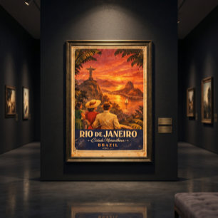 Affiche de voyage vintage de Rio de Janeiro Mur