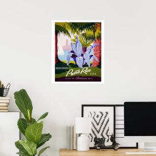 Affiche de voyage vintage, Découvrez Porto Rico !