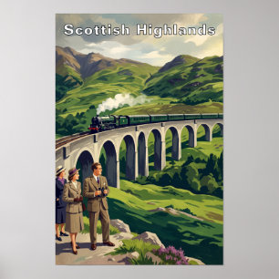 Affiche de voyage vintage des Highlands écossais S
