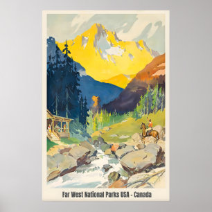 Affiche de voyage vintage des parcs nationaux USA