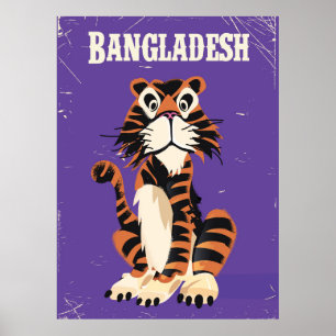 Affiche de voyage vintage du Bangladesh dessin ani