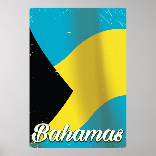 Affiche de voyage vintage du drapeau des Bahamas (Devant)