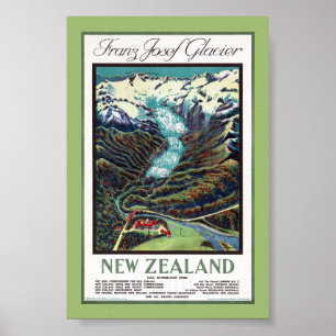 Affiche de voyage vintage du glacier Franz Josef