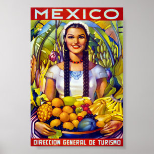 Affiche de voyage vintage du Mexique restaurée
