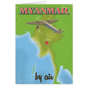 Affiche de voyage vintage du Myanmar