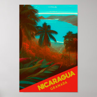 Affiche de voyage vintage du Nicaragua