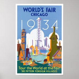 Affiche de voyage vintage du salon mondial de Chic