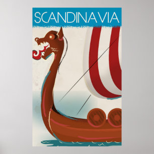 Affiche de voyage vintage en Scandinavie
