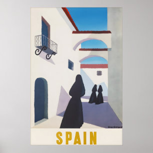 Affiche de voyage vintage Espagne Rue méditerranée