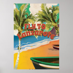 Affiche de voyage vintage Fly To Lanzarote