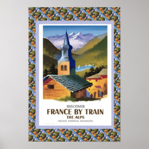 Affiche de voyage Vintage, France en train