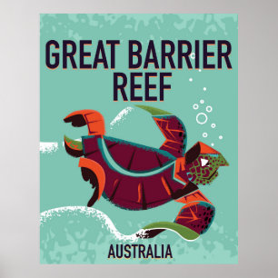 Affiche de voyage vintage Great Barrier Reef.