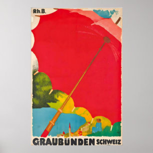 Affiche de voyage vintage Grisons Suisse