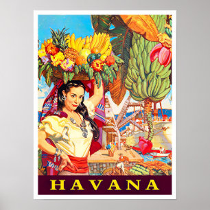 Affiche de voyage vintage Havana Cuba