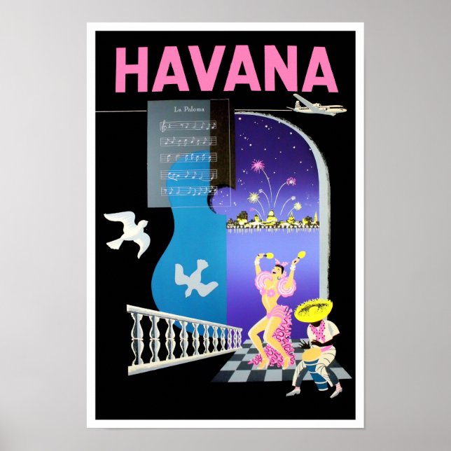 Affiche de voyage vintage Havana Cuba (Devant)