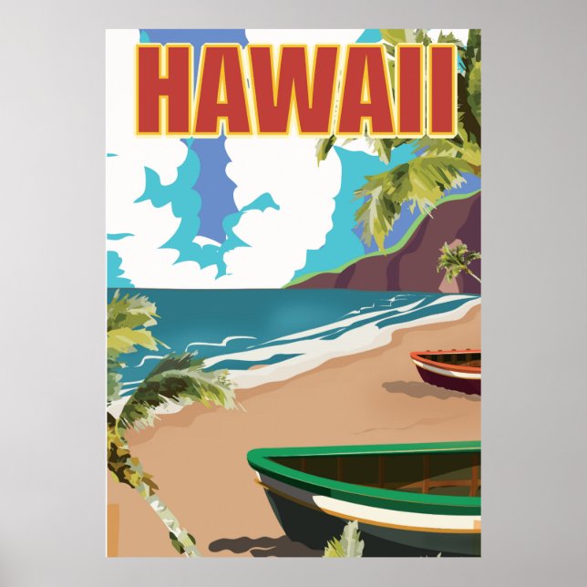 Affiche de voyage vintage Hawaï (Devant)
