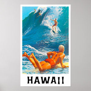 Affiche de voyage vintage Hawaï