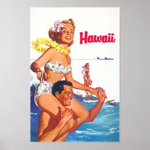 Affiche de voyage vintage Hawaï