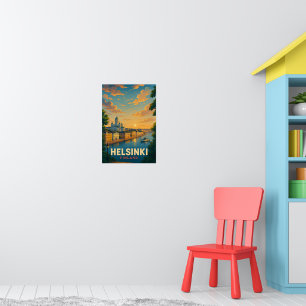 Affiche de voyage vintage Helsinki Finlande