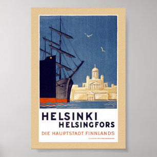 Affiche de voyage vintage Helsinki restaurée