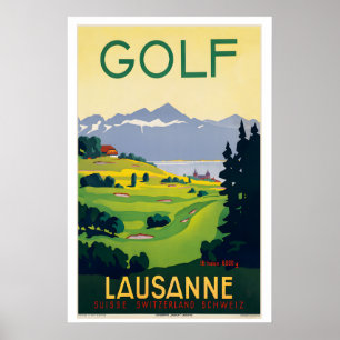 Affiche de voyage vintage Lausanne Suisse