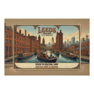 Affiche de voyage vintage Leeds Angleterre