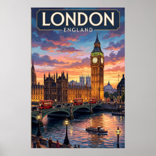 Affiche de voyage vintage Londres décoration mural