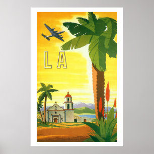 Affiche de voyage vintage, Los Angeles, Californie