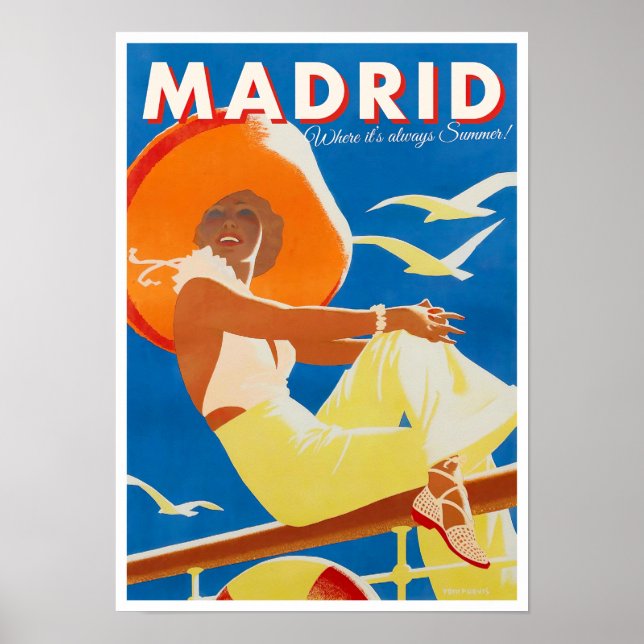 Affiche de voyage vintage Madrid Espagne (Devant)