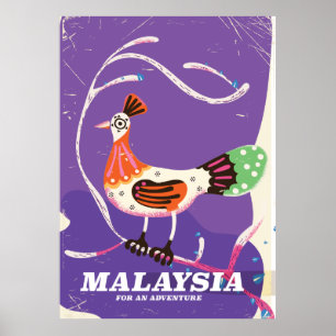 Affiche de voyage vintage Malaisie