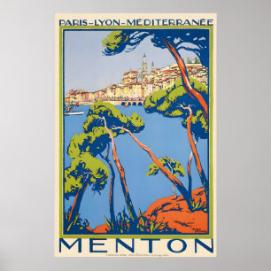 Affiche de voyage vintage Menton France
