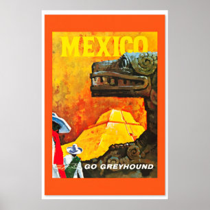 Affiche de voyage vintage Mexique années 1960  Cla