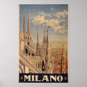 Affiche de voyage vintage Milan Italie