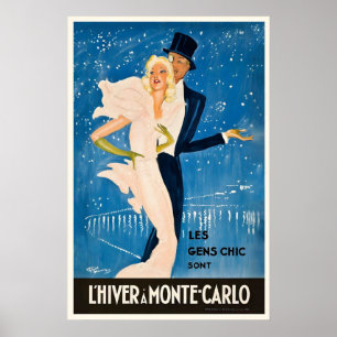 Affiche de voyage vintage Monte Carlo Monaco