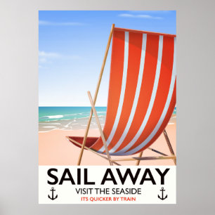 Affiche de voyage vintage "Naviguer au loin"