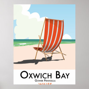 Affiche de voyage vintage Oxwich Bay Gower Peninsu