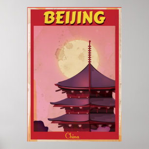 Affiche de voyage vintage Pékin Chine