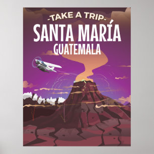 Affiche de voyage vintage père Noël María Guatemal