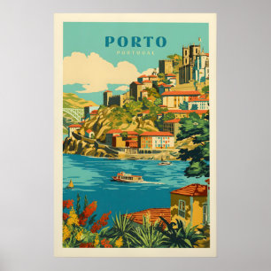 Affiche de voyage vintage Porto Art rétro Portugal