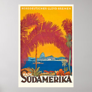 Affiche de voyage vintage pour l'Amérique du Sud