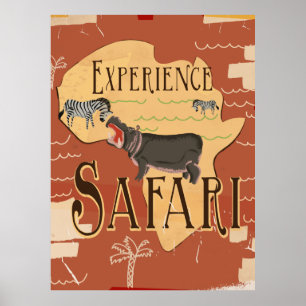 Affiche de voyage vintage Safari africain