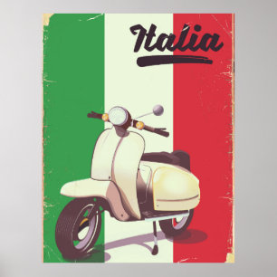 Affiche de voyage vintage scooter Italia