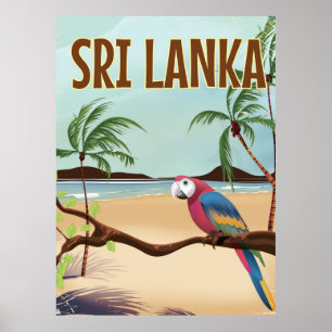 affiche de voyage vintage Sri Lanka Beach