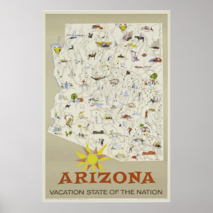 Affiche de voyage vintage State Arizona Travel