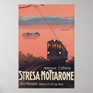 Affiche de voyage vintage Stresa Mottarone, Lago