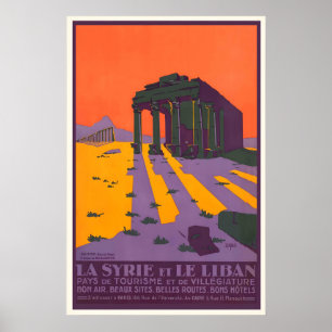 Affiche de voyage vintage Syrie Palmyre Liban Impr