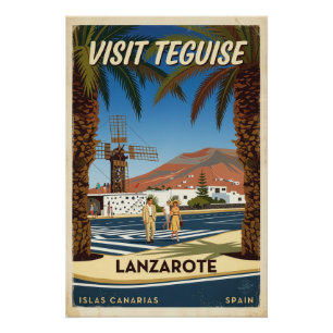 Affiche de voyage vintage Teguise Lanzarote Espagn