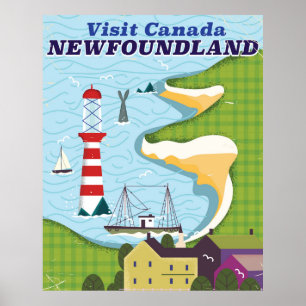 Affiche de voyage vintage Terre-Neuve canadienne