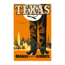 Affiche de voyage vintage Texas